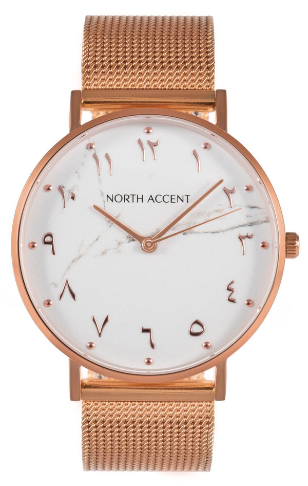 Marble Rose | Rose Steel - NORTH ACCENT Inc., Watch watches men women luxury arabic watch classic minimalist,
