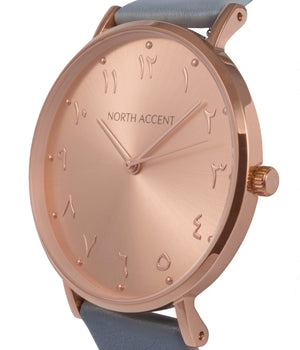 Soleil Rose | White Leather - NORTH ACCENT Inc., Watch watches men women luxury arabic watch classic minimalist,