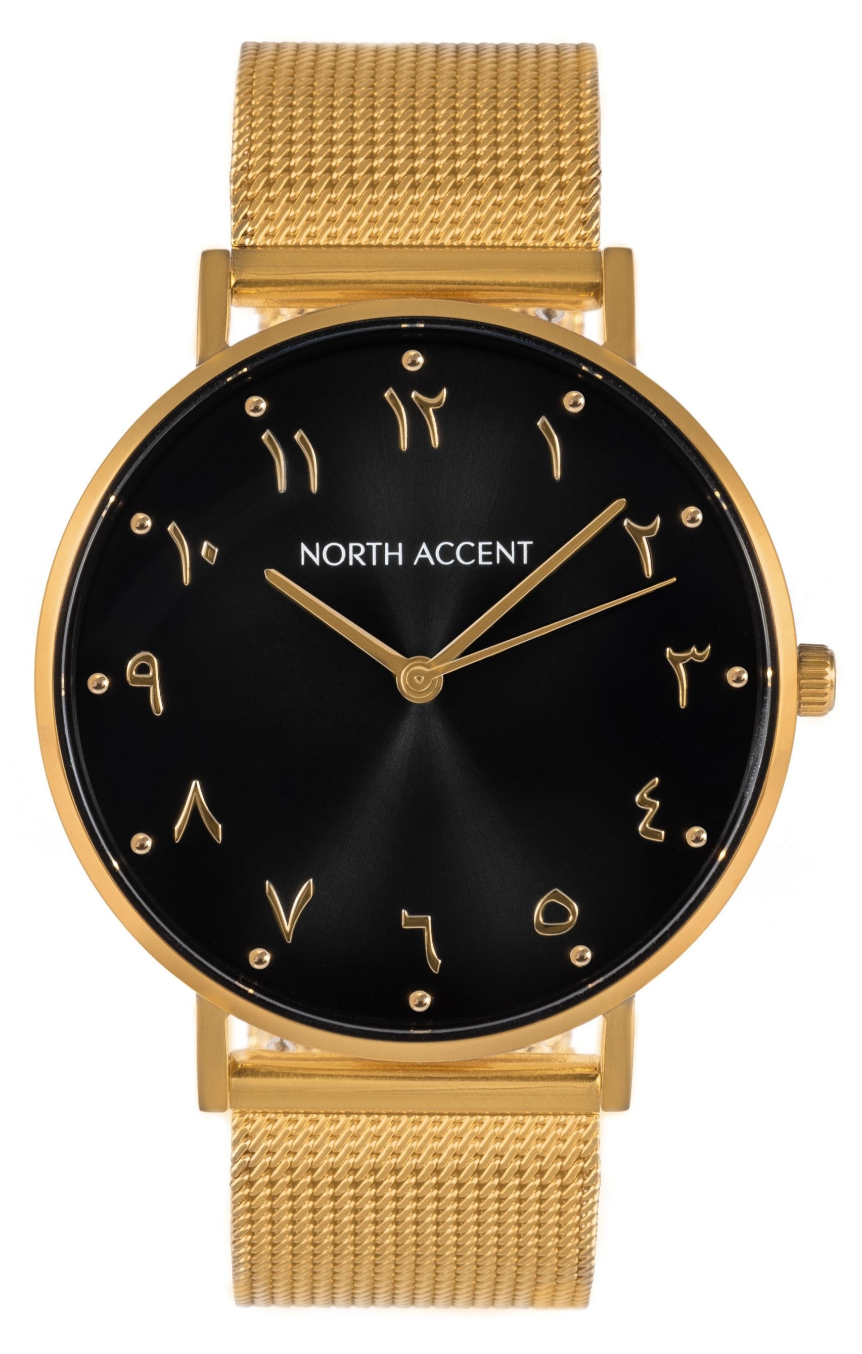Aswad Gold | Gold Steel - NORTH ACCENT Inc., Watch watches men women luxury arabic watch classic minimalist,
