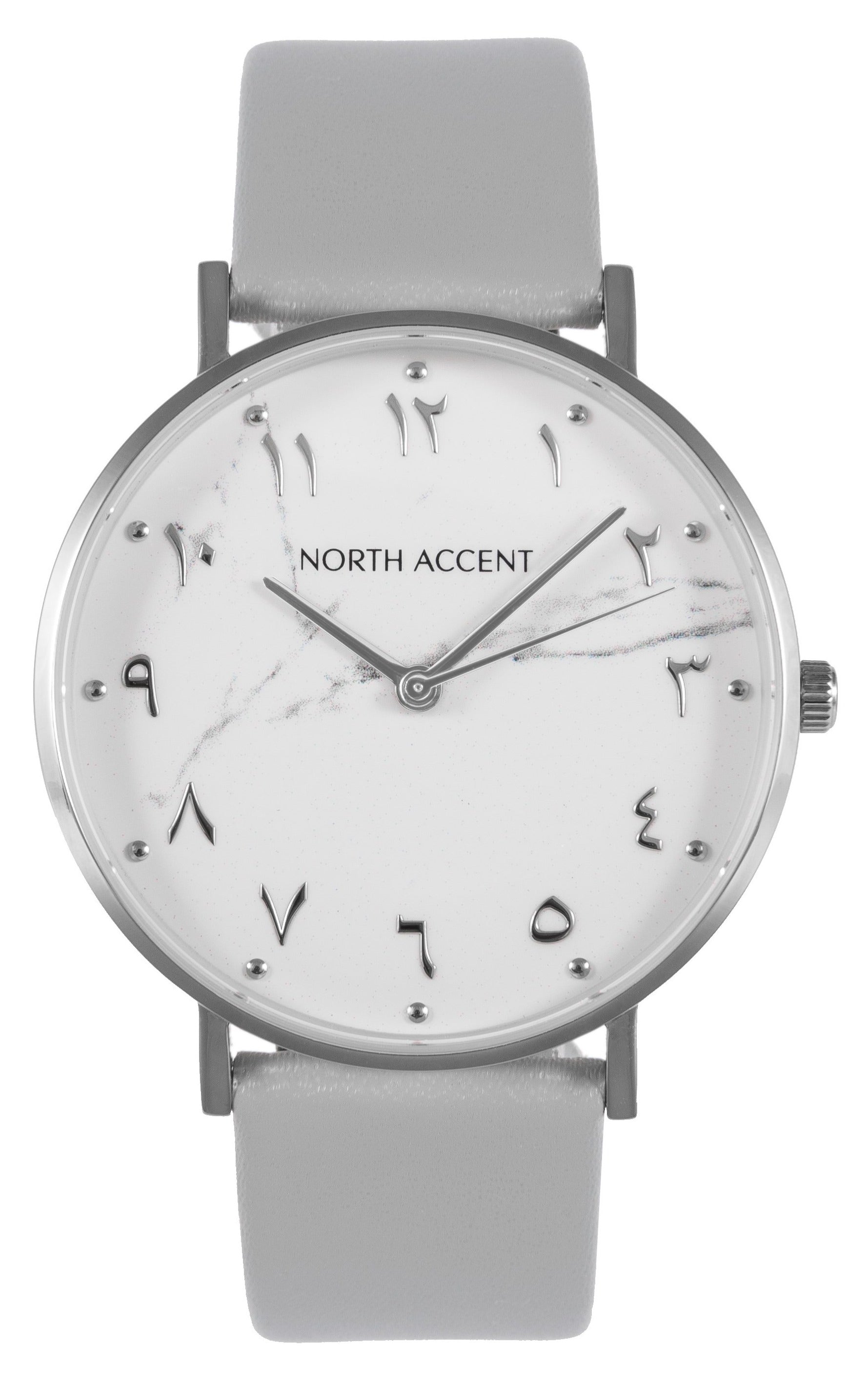 Marble Silver Gray Leather NORTH ACCENT Inc