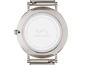 Pearl Silver | Gray Leather - NORTH ACCENT Inc., Watch watches men women luxury arabic watch classic minimalist,
