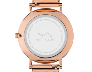 Soleil Rose | White Leather - NORTH ACCENT Inc., Watch watches men women luxury arabic watch classic minimalist,