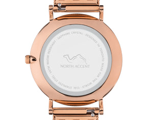 Soleil Rose | Blue Leather - NORTH ACCENT Inc., Watch watches men women luxury arabic watch classic minimalist,